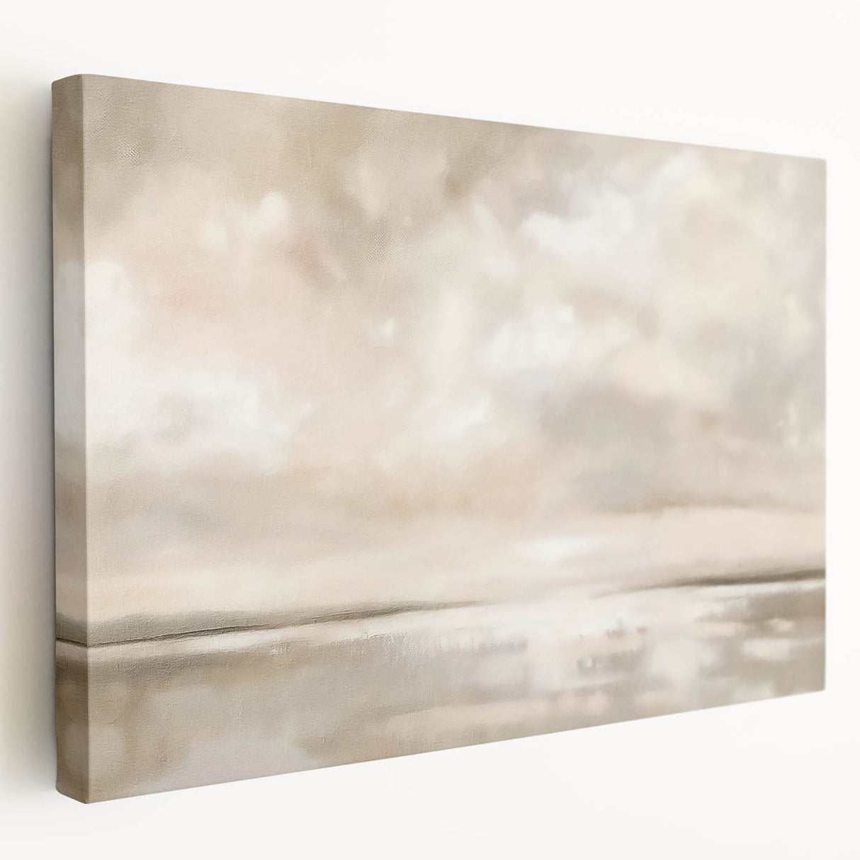 Minimalist Landscape Abstract Art - Soft Beige & Gray Canvas Decor