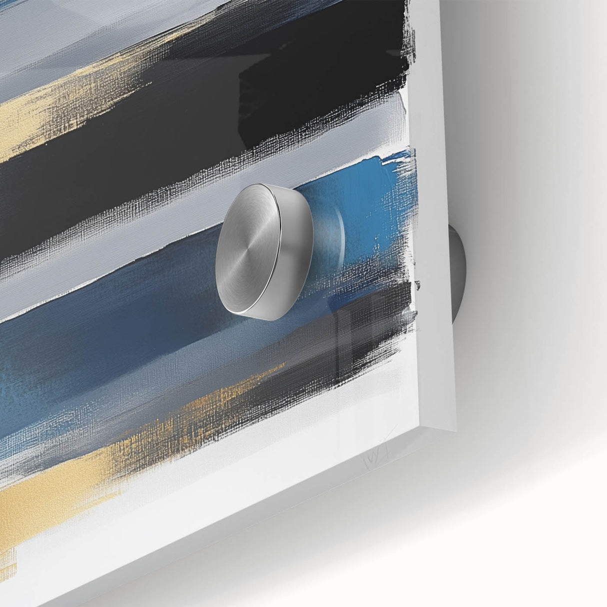 Geometric Abstract Wall Decor – Navy, Black, and Gold Stripes