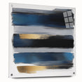 Geometric Abstract Wall Decor – Navy, Black, and Gold Stripes