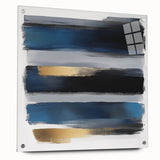 Geometric Abstract Wall Decor – Navy, Black, and Gold Stripes