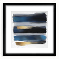 Geometric Abstract Wall Decor – Navy, Black, and Gold Stripes