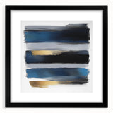 Geometric Abstract Wall Decor – Navy, Black, and Gold Stripes