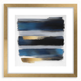 Geometric Abstract Wall Decor – Navy, Black, and Gold Stripes