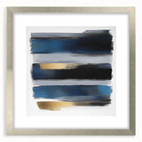 Geometric Abstract Wall Decor – Navy, Black, and Gold Stripes