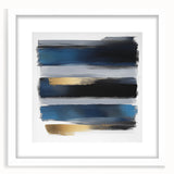 Geometric Abstract Wall Decor – Navy, Black, and Gold Stripes