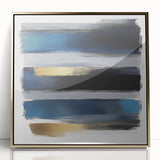 Geometric Abstract Wall Decor – Navy, Black, and Gold Stripes