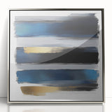 Geometric Abstract Wall Decor – Navy, Black, and Gold Stripes