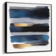Geometric Abstract Wall Decor – Navy, Black, and Gold Stripes