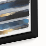 Geometric Abstract Wall Decor – Navy, Black, and Gold Stripes