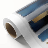 Geometric Abstract Wall Decor – Navy, Black, and Gold Stripes