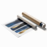 Geometric Abstract Wall Decor – Navy, Black, and Gold Stripes