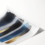 Geometric Abstract Wall Decor – Navy, Black, and Gold Stripes