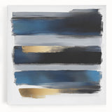Geometric Abstract Wall Decor – Navy, Black, and Gold Stripes