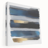 Geometric Abstract Wall Decor – Navy, Black, and Gold Stripes