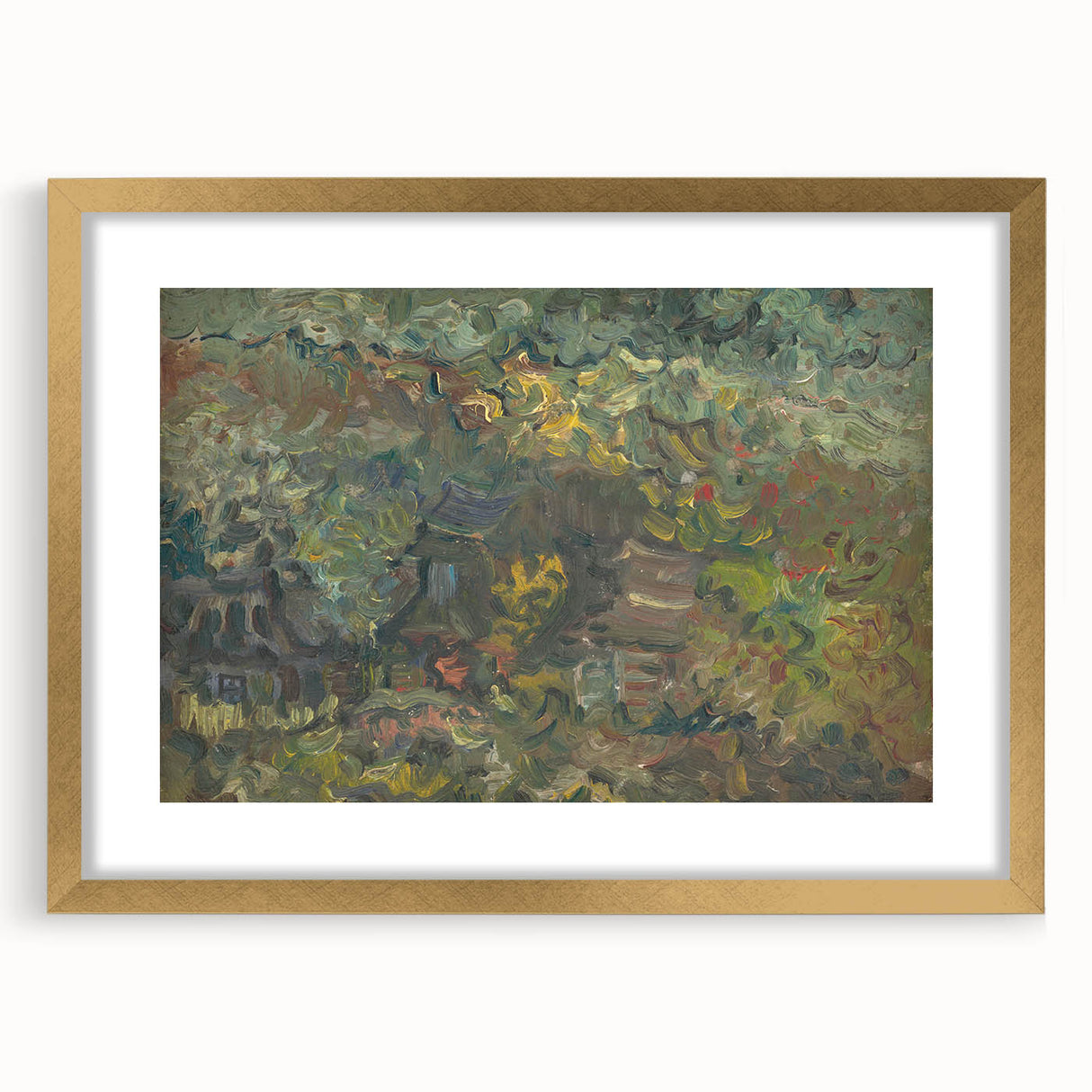 Expressionist Forest Scene - Vibrant Little Houses Wall Art