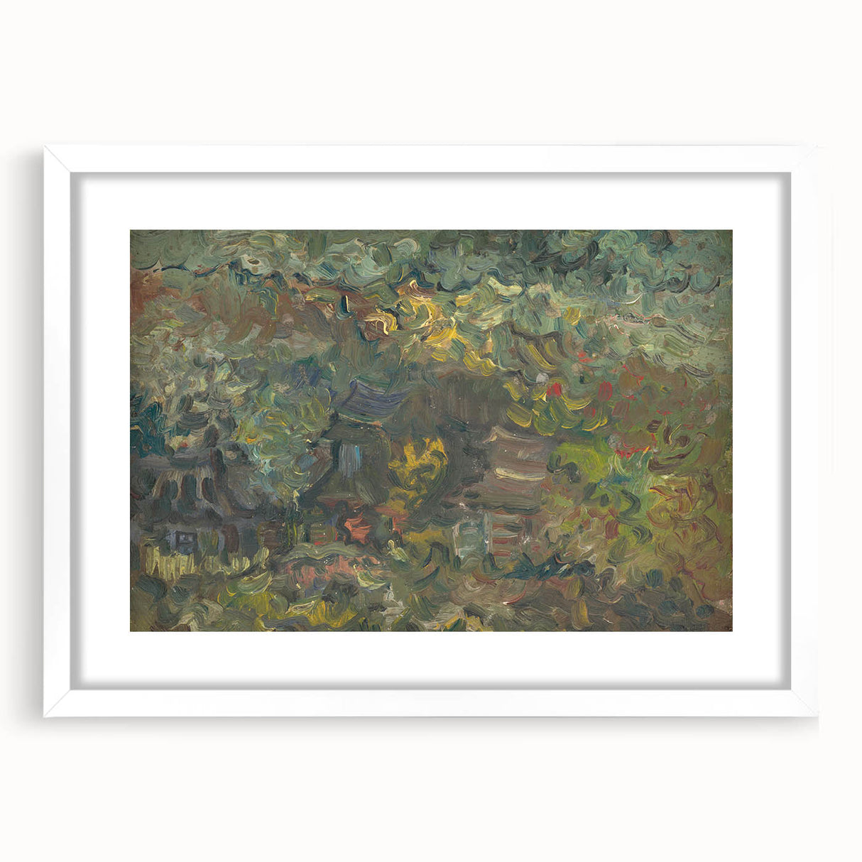 Expressionist Forest Scene - Vibrant Little Houses Wall Art