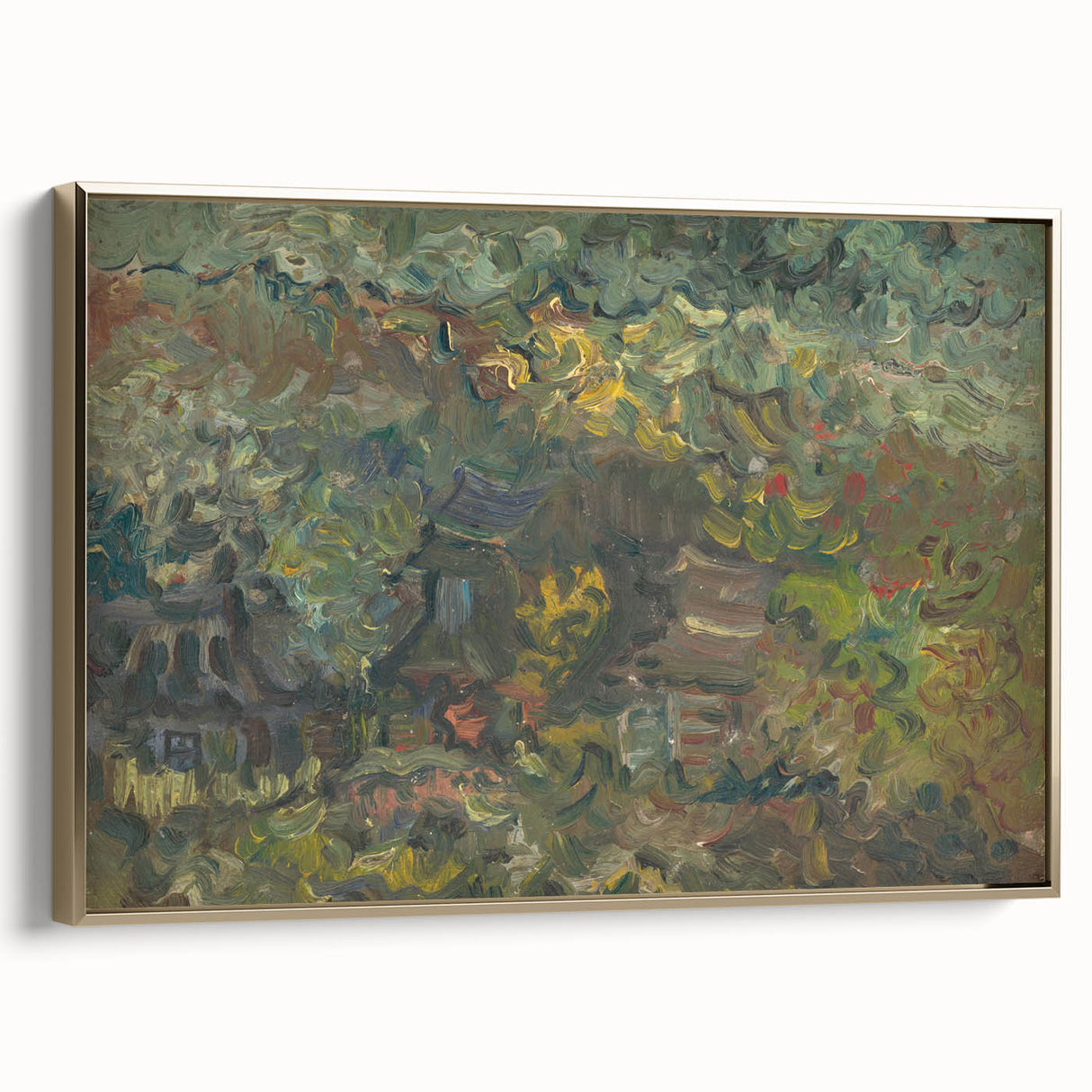 Expressionist Forest Scene - Vibrant Little Houses Wall Art