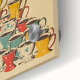 Large abstract wall art in muted earth tones on acrylic glass, ideal for dining room ambiance.