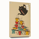 Large abstract wall art on acrylic glass depicting vibrant, swirling colors, ideal for dining room decor.