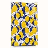 Large abstract wall art featuring vibrant fruit motifs on acrylic glass, ideal for dining room ambiance.