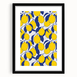 Extra large framed abstract art print featuring textured colorful fruits, ideal for living room decor.