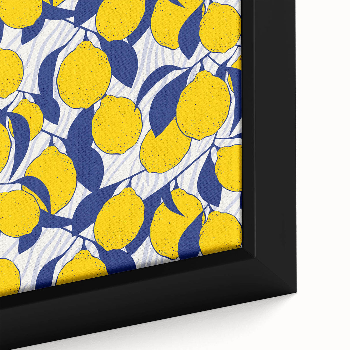 Extra large black wall art featuring a close-up of colorful, textured fruits on a framed canvas, ideal for living room decor.