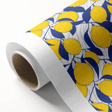 Art Deco style poster featuring an array of colorful fruits on a rolled canvas, ideal for nursery wall art.