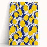 Black and white photo of assorted fruits on a stretched canvas, ideal for kitchen wall art.