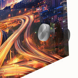 Close-up of a vibrant landscape bridge design on acrylic glass, showcasing intricate details and rich colors, ideal for modern home decor or art collections.