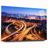 Acrylic glass landscape bridge design showcasing a modern architectural structure, side view without pins, highlighting its sleek lines and vibrant colors, ideal for decor.