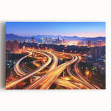 Stretched canvas artwork showcasing a vibrant landscape bridge scene, featuring lush greenery and a serene river, perfect for enhancing home décor.