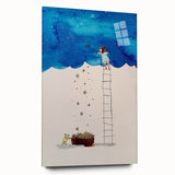 Whimsical Boys Room Wall Art – Child Catching Stars with Teddy Bear