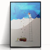 Whimsical Boys Room Wall Art – Child Catching Stars with Teddy Bear