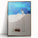 Whimsical Boys Room Wall Art – Child Catching Stars with Teddy Bear