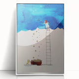 Whimsical Boys Room Wall Art – Child Catching Stars with Teddy Bear
