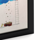 Whimsical Boys Room Wall Art – Child Catching Stars with Teddy Bear