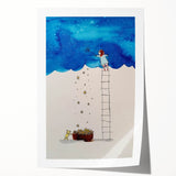 Whimsical Boys Room Wall Art – Child Catching Stars with Teddy Bear