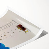 Whimsical Boys Room Wall Art – Child Catching Stars with Teddy Bear