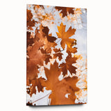 Large abstract wall art depicting fall colors on acrylic glass, ideal for bedroom or dining room decor.
