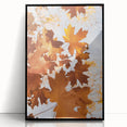 Large abstract wall art featuring mid-century modernist style with autumnal hues on a framed acrylic print.