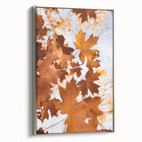 Framed canvas featuring a vintage landscape painting of autumn trees in colorful hues, ideal for living room decor.