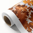Art deco poster featuring autumnal scene with orange and brown hues on rolled canvas, ideal for nursery wall art.