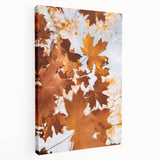 Autumn-themed abstract painting on stretched canvas, featuring warm orange and red tones, ideal for kitchen wall art.