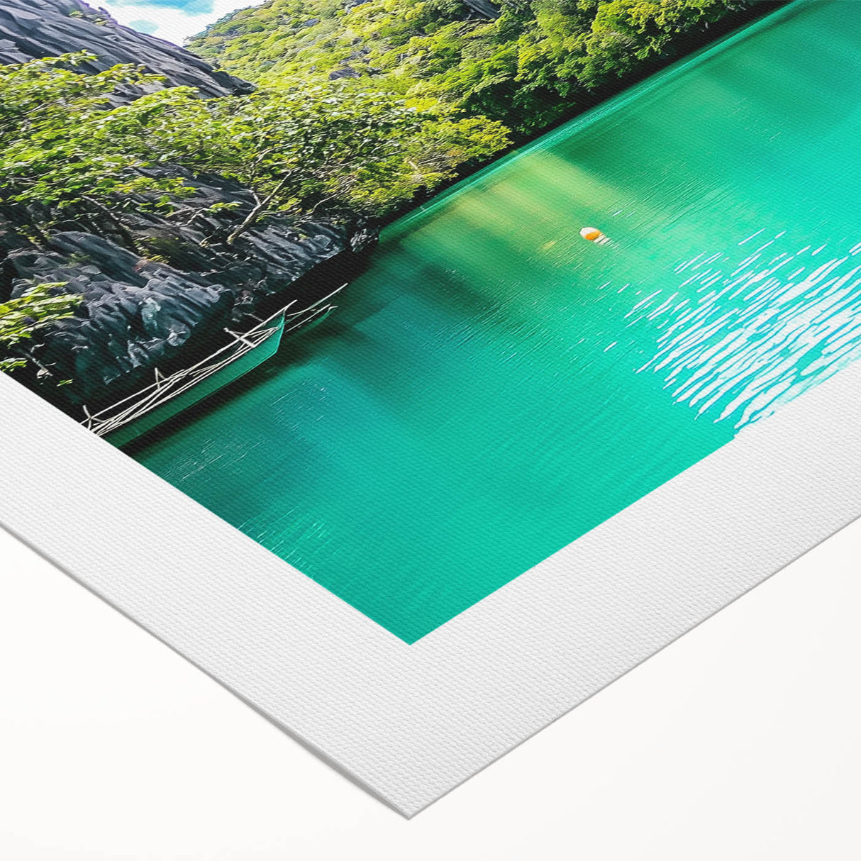 Vibrant rolled canvas print showcasing a dramatic cliffside landscape with rich colors and textures, ideal for enhancing living spaces or offices.