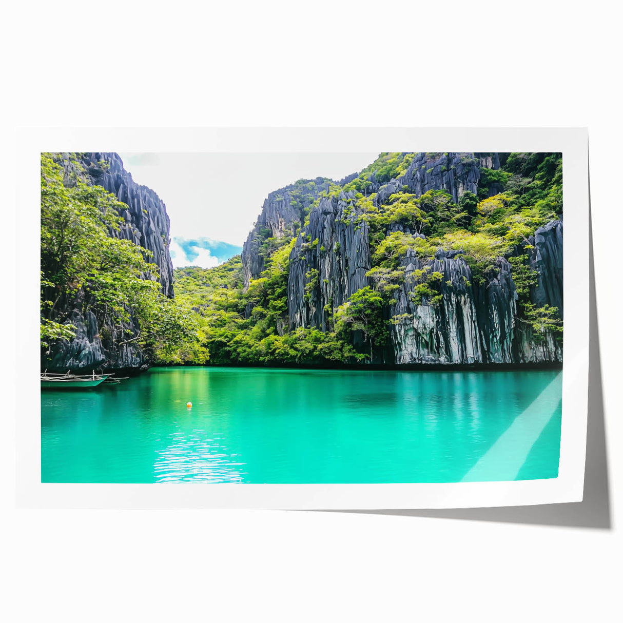 Stunning rolled print of a dramatic cliff landscape, showcasing vibrant colors and intricate details, ideal for home decor or art enthusiasts, packaged securely in a cardboard tube.