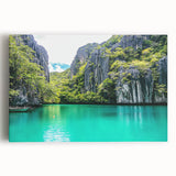 Stretched canvas artwork depicting a breathtaking cliff landscape with vibrant colors and intricate details, perfect for home decor and nature lovers.