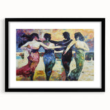 Abstract figurative black frame with mat, showcasing a modern artwork design, perfect for contemporary interiors, emphasizing elegance and sophistication.