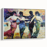 Framed abstract figurative canvas artwork showcasing soft white tones and modern design elements, perfect for contemporary home decor. Ideal for enhancing living spaces.