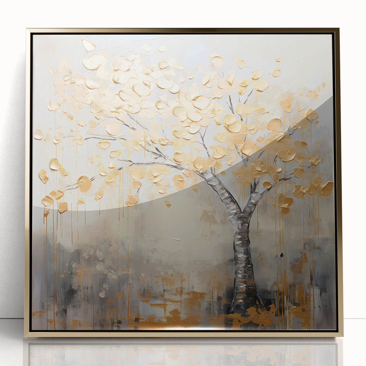 Framed abstract floral wall art featuring vibrant colors and intricate designs, set against a gold-accented acrylic frame, ideal for modern home decor.