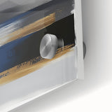 Contemporary Abstract Canvas – Blue, Gold, and Gray Balance